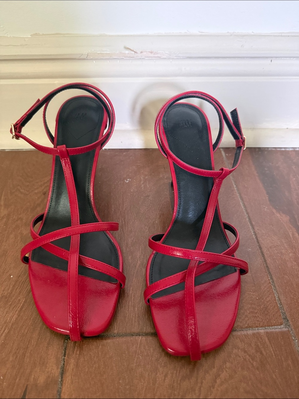 H&M Red Strappy T-Bar Heels